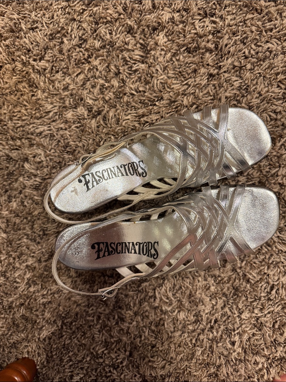 Women's Fascinators Silver Strappy Evening Sandals Size 6-1/2